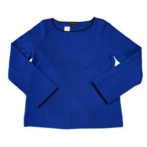 NWT Ann Taylor Royal Blue W/Black Trim Flare Sleeve Sweater